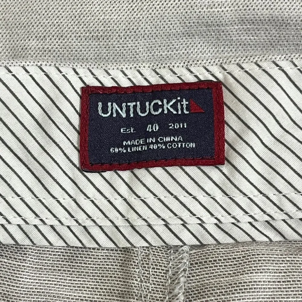 UNTUCKit Chino Shorts Mens‎ Size 40 Light Gray Linen Cotton Blend 10
